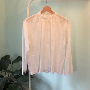 Uniqlo White Long sleeve shirt with collar women’s size medium